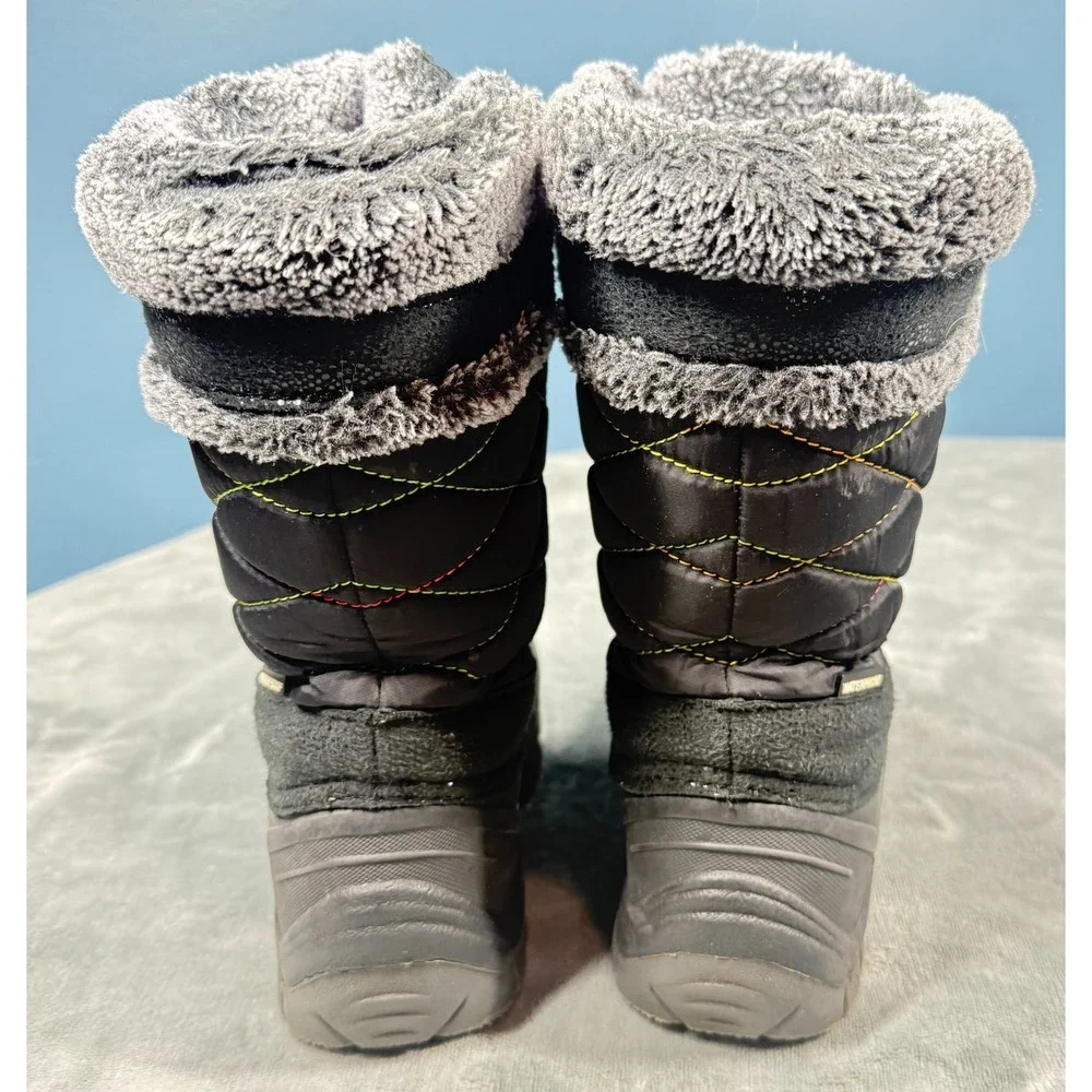 Kamik Star3 Snow Boots Girls 3 Black Pink Faux Fur Waterproof Winter